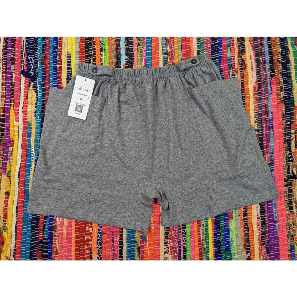 NWT Womens L Gray Soft Stretch Casual Pull On Shorts 5" Inseam With Big Pockets